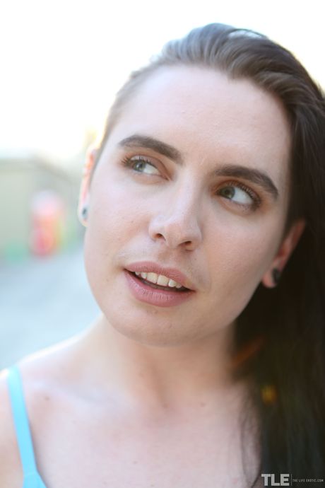 Cute teen Marina Lee removes her lingerie and toys her hairy pussy