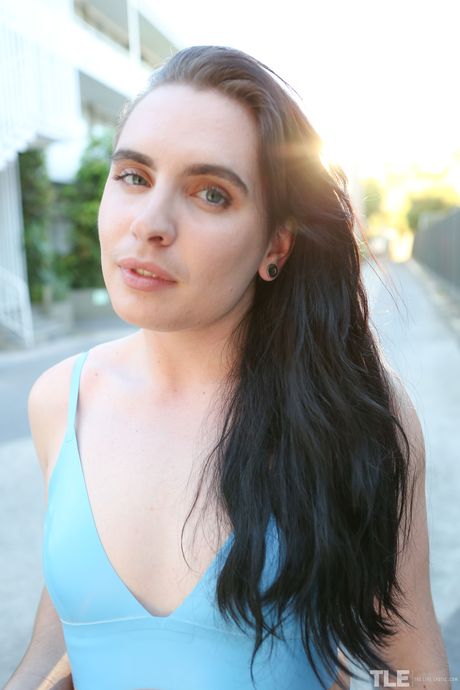 Cute teen Marina Lee removes her lingerie and toys her hairy pussy