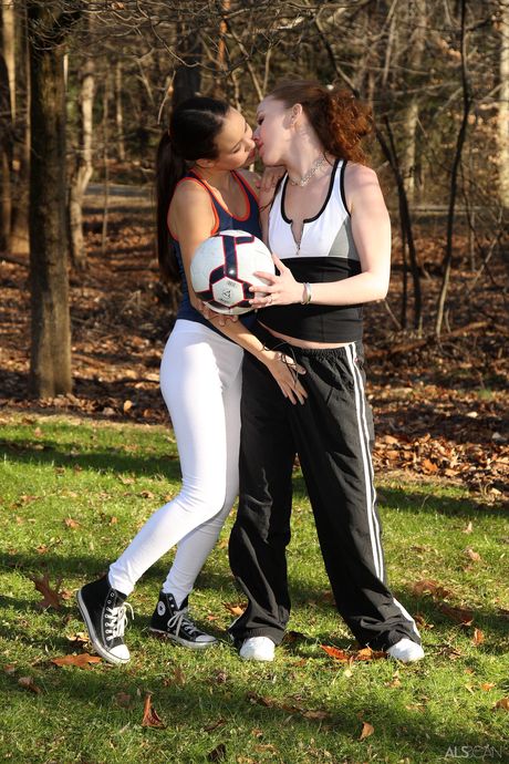 Thin teenage lesbians in yoga pants stripping and teasing each other