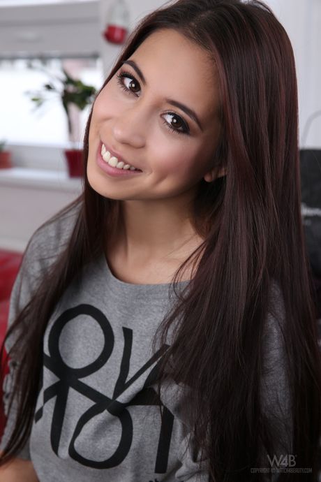 Czech teen Paula Shy toys her pussy with a blue dildo in a solo