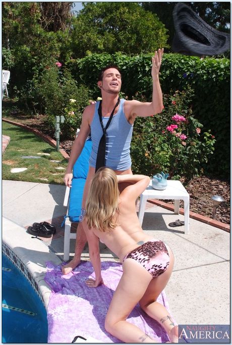 Secretary Adrianna Nicole gets her big ass licked and her pussy dicked in the pool