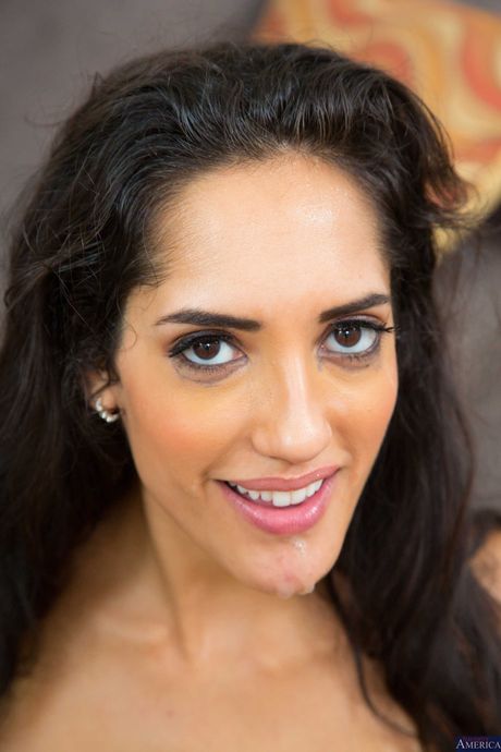 Latina secretary Chloe Amour gets her face covered in cum after sex