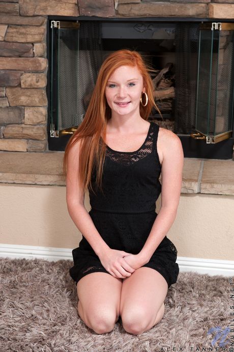 Redheaded teen Alex Tanner takes it all off in front of a mirror