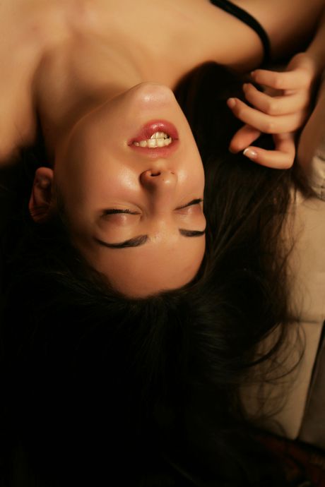 Delicate teen Ines S gets naked in heels while wearing a dress