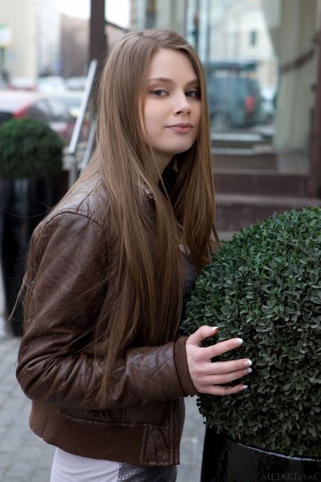 Delicate teen Kristel A highlights her big tits and trimmed pussy in the nude