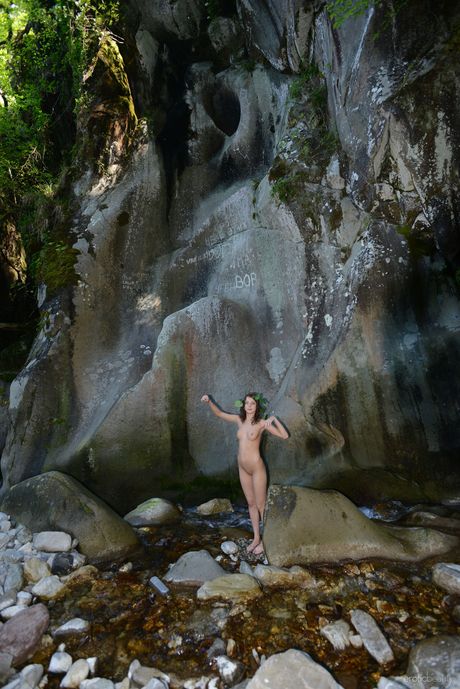 Russian beauty Katoa poses naked in the cave and shows off her sexy body