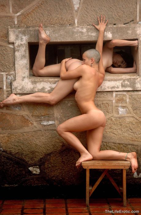 Desirable teenage lesbians with perky tits and hot ass posing naked