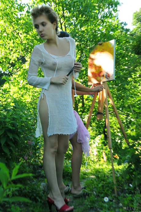 Gorgeous teen girls Lima A & Nata F flaunt their hot bodies in the forest