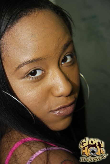 Black teen Pradah G sucks and fucks a white cock through a gloryhole