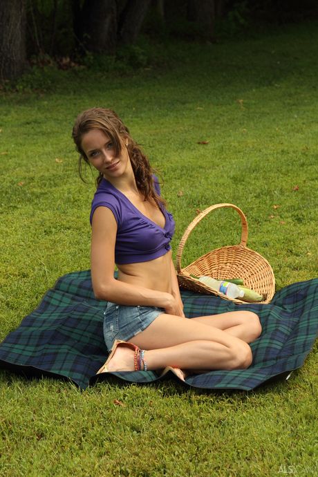 Svelte teen Malena Morgan strips and toys her shaved pussy on the bed