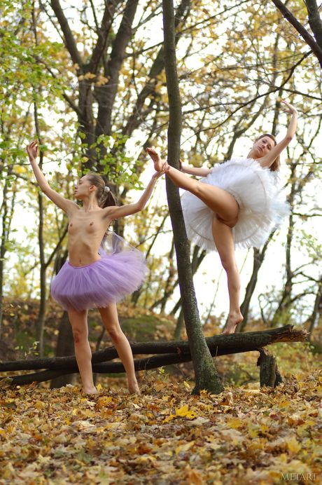 Ladys Ucranianos Uliya E & Vera C mostram seus corpos quentes em um campo
