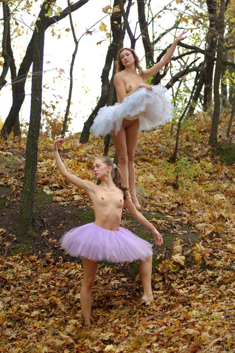 Ukrainsk Ladys Uliya E & Vera C Vis deres varme kroppe i et felt
