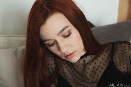 Skinny redhead Sherice gets naked without shyness She confidently