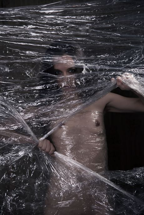 Delicate teen Llenushka gets tied up in rope and plastic wrap