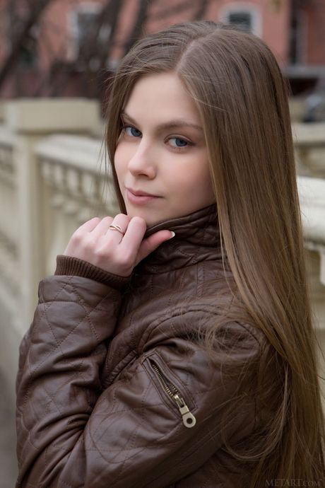 Brunette teen Kristel A shows her big tits and hairy pussy in the bathroom