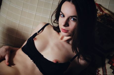 Skinny Ukrainian peach Debora A strips and fingers her pink pussy