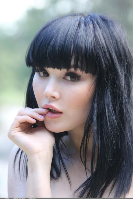 Skinny teen Malena bares all outdoors & highlights her big natural tits