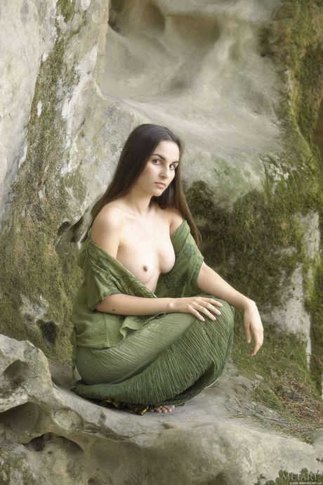 Nude teen Alissa A strikes great solo poses in a field of wildflowers