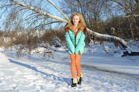 Russian belle Angelika D shows her big tits and poses nude