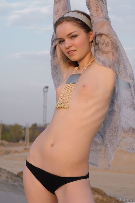 Bridgit A gets naked and poses on the beach