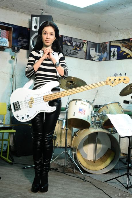 Delicate teen Helen H exhibits her big tits and poses naked