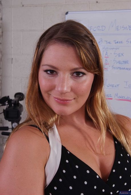 Sexy teacher Aurora Snow strips to stockings & shows her big ass & tits