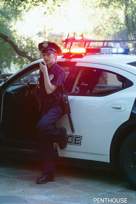 Ebony teen Anya Ivy and blonde police officer Scarlett Sage have lesbian sex