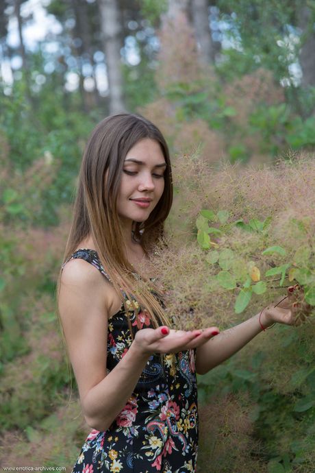 Georgia takes off her red dress and shows her big tits and shaved pussy