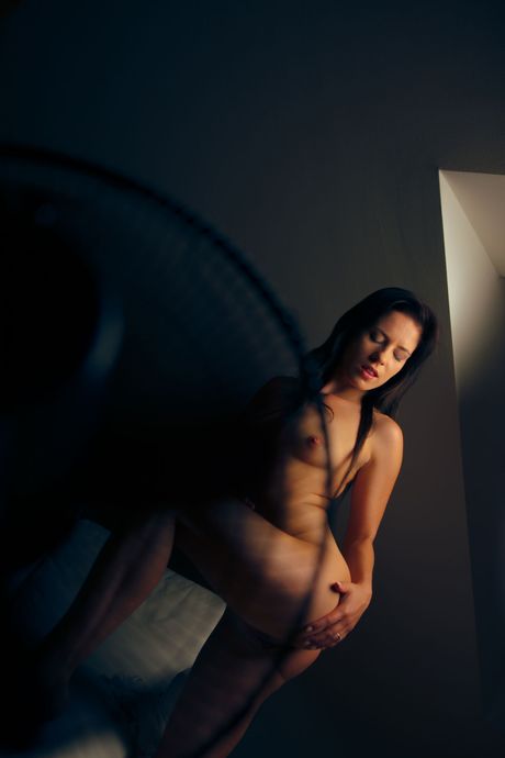 White girl Raeah removes her bikini before touching her pussy in the nude