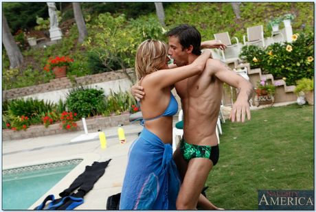 Blonde cougar Becca Blossoms seduces and bangs a younger man