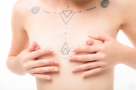 Blonde girl Afox strips off her lingerie before showing her shaved pussy