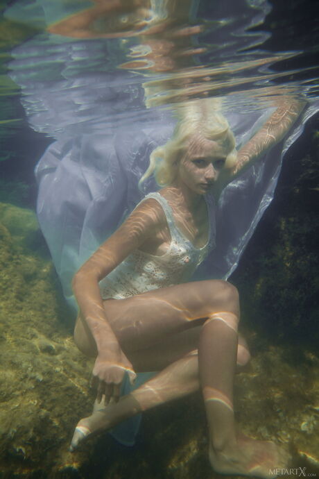 Ukrainian beauty Nika N fingers her pussy while underwater