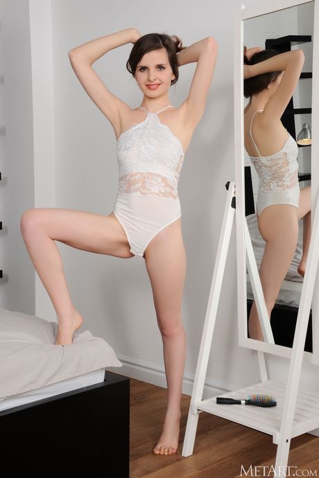 Precious teen Flaca removes her braided hair and lingerie to get naked