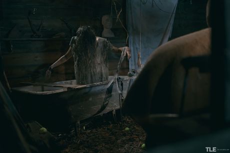 The Life Erotic: Emily J strips off her ripped pants and highlights her hairy pussy in the bathtub