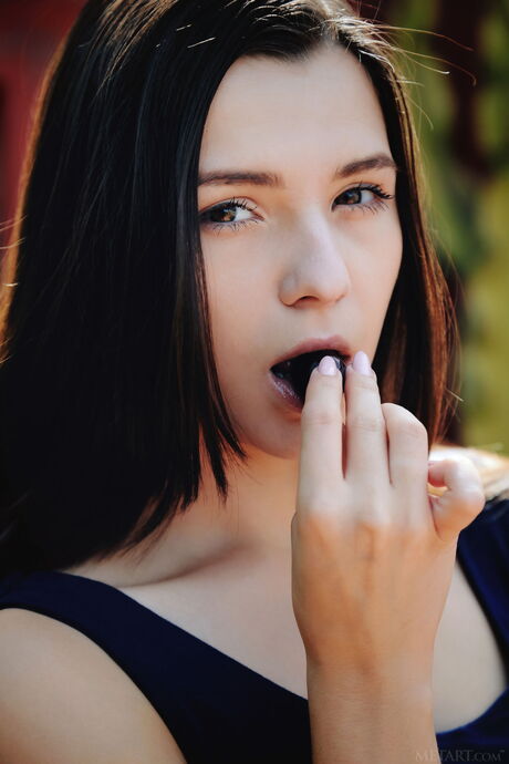 Pretty teen Hayli Sanders strips naked in the vineyard & shows her big tits