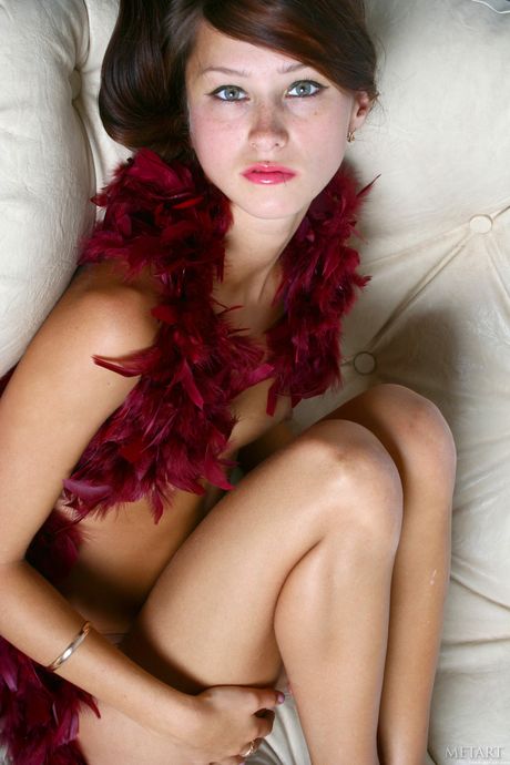 Met Art: Petite teen Masha C removes her dress to model in the nude