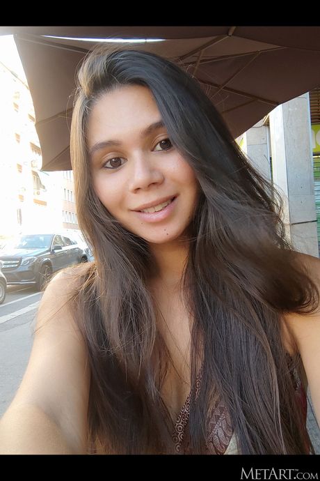 Sexy French teen Savana takes selfies before getting naked and wet in the shower