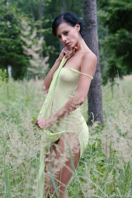 Thin teen Olivia De Treville gets naked in heels before a finger fuck