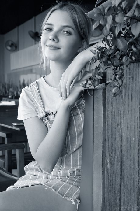 Svelte teen Chanel Fenn gets naked on a rocky shoreline