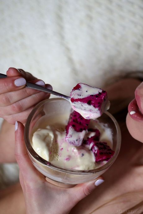 Svelte teen Nedda A shows her big tits and twat