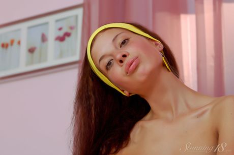 Stunning teen Anoushka E strips to her stockings and heels without shyness