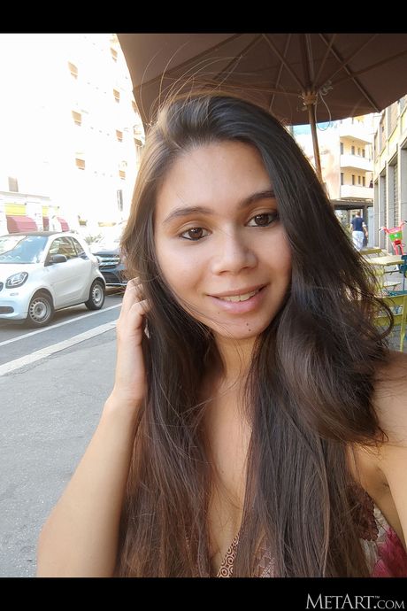 Charming teen Savana takes selfies before getting naked in a bathroom