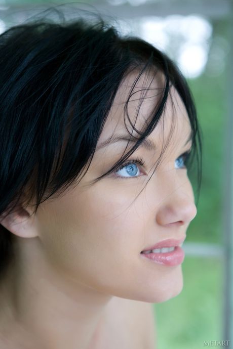 Brunette babe Loreen A flaunting her big tits and her hairy pussy