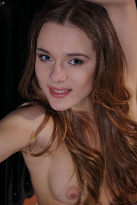 Beautiful teen Katie A removes her lingerie to pose nude in the bathroom