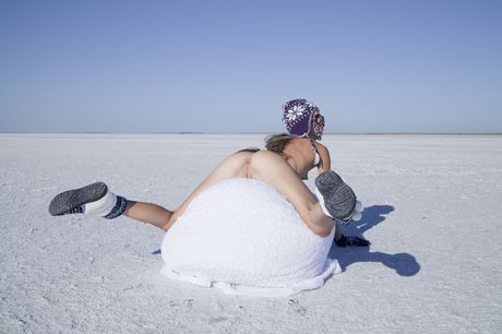 Alluring teen Milena D strips naked in the snow & spreads her pussy outdoors