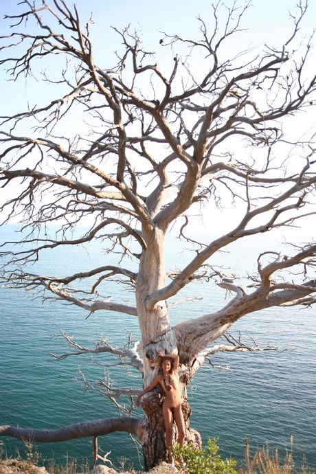 Slender teen Nastia A shows her tiny tits & hairy cunt in a solo