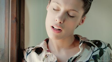 Lesbian girls Sweet Cat & Nikita Bellucci kiss before licking pussies on a bed