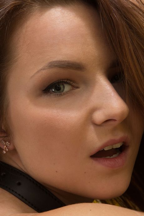 Brunette chick with big tits Asija finger fucks her pussy in the nude