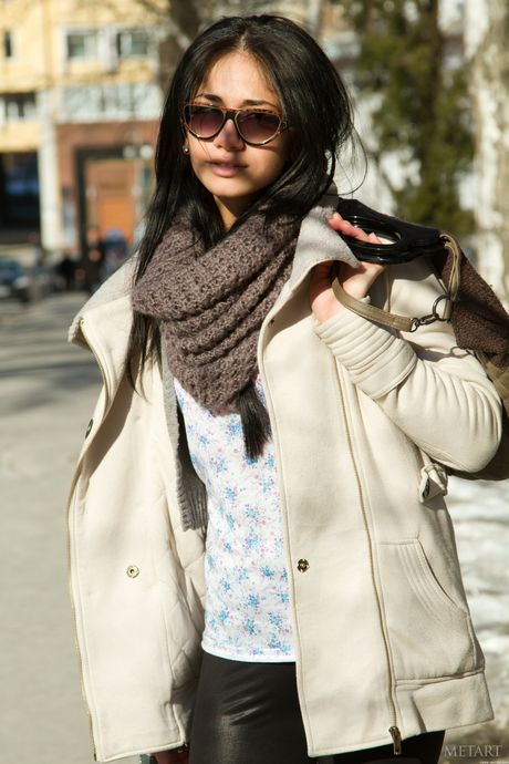 Hot teen Malina A shows her small tits and ass in a solo striptease