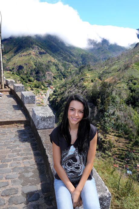 Hot teen Sapphira strips off in sunglasses while on a balcony in public